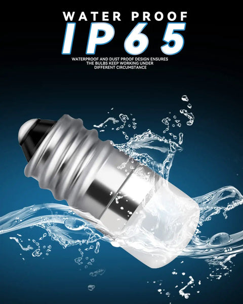 Slick E10 Miniature Bulbs 2 Pack House Number Light Replacement For 10 To 30 Volt Wiring IP65 waterproof bulb shown in water.