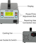 Front and side view of Paintless Dent Removal Tool Kit For Cars With Magnetic Induction Hot Box System showing controls and sockets.