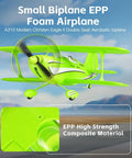 Classic Warbird RC Biplane For Adults And Beginners, 4CH 2.4G Remote, Brushless Motor, EPP Foam Airplane, green biplane in flight