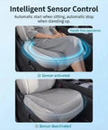 No Sweat Auto Cooling Car Seat Cushion Fan With Smart Pressure Sensor showing automatic sensor control feature with active airflow.