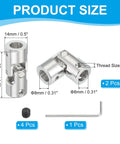 Rotatable Universal Steering Shaft 8mm To 8mm Inner Diameter U Joint Shaft Coupling 2 Pack With M4 Screws Dope Nickel Coated Iron Joint, 14mm size