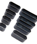 Set of high-carbon steel hollow punch dies from Pro Grade 8 Piece Leather Hole Punch Set With High Carbon Steel Punch Dies, top view.