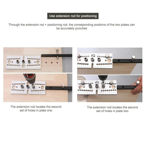 3 In 1 Adjustable Doweling Jig Kit For Woodworking Delivers Dead Nuts Accurate Hole Drilling With Smart Alignment Guides, extension rod setup