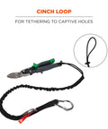 Bulk Pack Of 10 Tool Lanyards With Carabiner And Adjustable Loop Worksite Ready Standard Length ANSI ISEA 1212018 Certified 10 Lb Working Capacity Durable Shock Absorbing Nylon Webbing Locking Screw Gate Aluminum Carabiner shown with attached scissors and cinch loop detail.