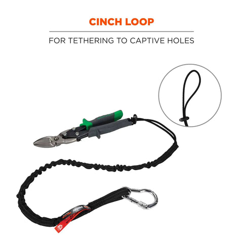 Bulk Pack Of 10 Tool Lanyards With Carabiner And Adjustable Loop Worksite Ready Standard Length ANSI ISEA 1212018 Certified 10 Lb Working Capacity Durable Shock Absorbing Nylon Webbing Locking Screw Gate Aluminum Carabiner shown with attached scissors and cinch loop detail.