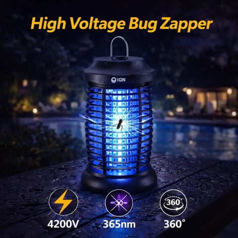Outdoor Bug Zapper With 4200V Electric Grid And LED Light Waterproof Mosquito Killer For Patio Backyard Garden Camping