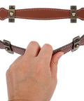 Vintage Leather Trunk Handle Replacement For Cabinets And Drawers, Brown leather cabinet pulls, durable luggage strap style handles.