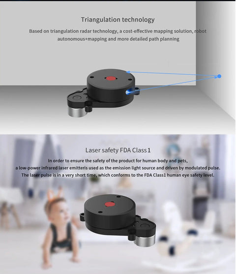 Image of LD20 LiDAR Kit With 8 Meters Range And 360 Degree Scan, USB-TTL Adapter Included, featuring triangulated sensor design.