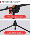 Pair Of Universal Adjustable Tripod Microphone Stands Heavy Duty Lightweight Stage Studio Boom Mic Holders with lock-tight knob and anti-slip base
