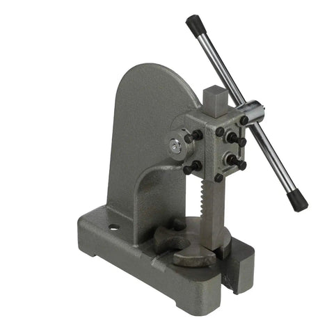 Heavy Duty Arbor Press 1 Ton Capacity With 5.63 Inch Max Height shown from front angle, steel frame