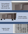 Portable Ice Cooling Evaporative Air Cooler With Three Speed Settings Kills The Humidity And Keeps You Cool As A Cucumber features large air vents and flexible casters.