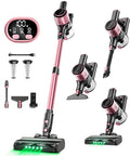 Cordless Vacuum Cleaner 8 In 1 With Beastly 45KPa Suction, Lightweight And Easy To Use, LED Display, 3 Modes, Pink attachments
