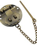 Heavy Duty Retro Latch Hasps With Warm Bronze Finish features chain pins and mounting screws for jewelry boxes, 58 x 50 mm.