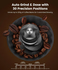 Top view of grinder from All In One Espresso Machine With Built In Grinder For Home Use Anti Clog Grind Path.
