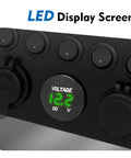 Slick Dual Voltage Car Voltmeter Gauge With LED Digital Display Waterproof Panel Mount Battery Monitor For 12V 24V Vehicles Boats And Marine Vessels Easy Read Voltage Indicator For Cars Trucks Marine Rigs, black panel with 12.2V display