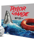 TP5 Pix Hot Shot Golf Balls 12 Pack Shark Finish With Color Visual Technology box featuring shark and life buoy design