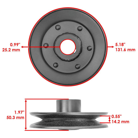 Universal Drive Pulley For John Deere LX172 LX173 LX277 Lawn Tractor Replacement Part Fits AM131686, 131.6 mm steel design.