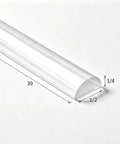 Clear Acrylic Shower Threshold And Drain Dam Strip Dapper Bathroom Water Barrier 39 inch clear strip with dimensions 1/2 inch by 1/4 inch.