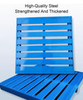 Rock Solid Heavy Duty Steel Forklift Pallets With Grid Platform, blue steel pallet suitable for industrial storage.