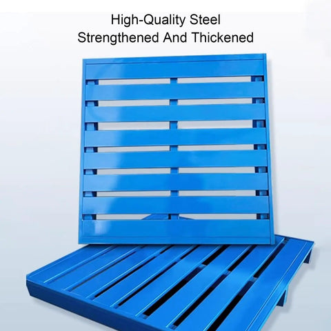 Rock Solid Heavy Duty Steel Forklift Pallets With Grid Platform, blue steel pallet suitable for industrial storage.