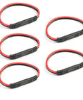 Five-pack of 12 gauge 2-pin quick disconnect polarized SAE connector wire harnesses with waterproof red and black leads for vehicles