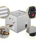 Detailed view of Heavy Duty 3.2L Ultrasonic Cleaner W/ Heater For Jewelry Glasses Watches And Small Parts, highlighting controls and construction.