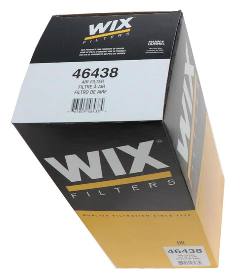 WIX Filters box for Radial Seal Outer Air Filter For Heavy Equipment And Tractors, showing part number 46438 packaging