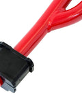 Adjustable Trans Mount Torque Arm For GM F Body 82 02 Camaro Firebird 2205 R High Performance Upgrade For Smoother Shifts And Beefed Up Power Handling And Control. red steel mount close-up