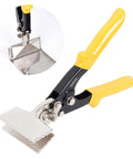 Platato 3-inch hand seamer with yellow handles and stainless steel jaws for bending and seaming 18–30 gauge sheet metal
