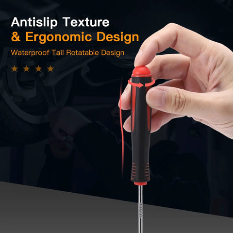 Hand holding ergonomic handle of 8 Piece Auto Tool Set With Precision Oil Seal Picks And Mechanical Device Picks.