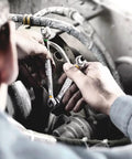Mechanic using Joker SW 14 SB Ratcheting Combination Wrench With Open End Fastener Hold Depth Stop For Secure Fastening in tight space
