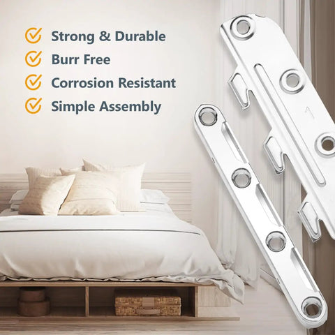 Beefed Up Bed Frame Brackets Surface Mounted 4 Pack with Mounting Screws and Hardware Kit for Headboard Hooks on bed