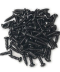 Pile of Pan Head Phillips Wood Screws Size Eight By One Half Inch Black Oxide Coated For Deep Grips In Woodworking 100 Pack