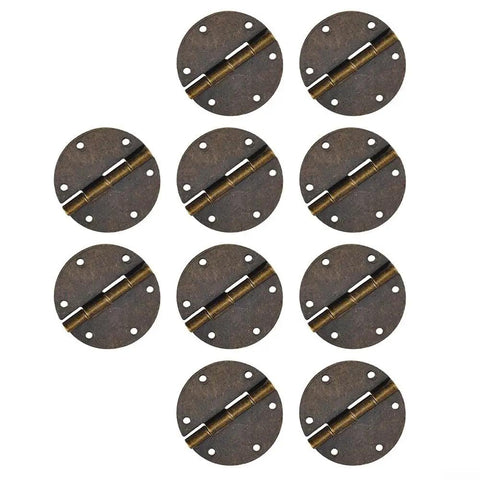 Ten Pack Killer Vintage Round Hinges Antique Bronze Finish Dang Sturdy Copper Build Easy Install For DIY Cabinets Drawers Jewelry Box Restoration.
