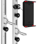 Adjustable Resistance Band Wall Anchor System With Dual 40 Inch Aluminum Rails close-up showing sliding mounts and hooks