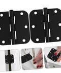 ARTIBETTER 2-pack black rounded-corner iron door hinges for cabinets and outdoor gates, heavy-duty.