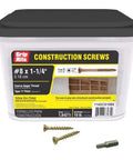 Container of Number 8 By One And One Quarter Inch Type 17 Coarse Thread Yellow Zinc Plated T 25 Star Drive Beefy Heavy Duty Bulk