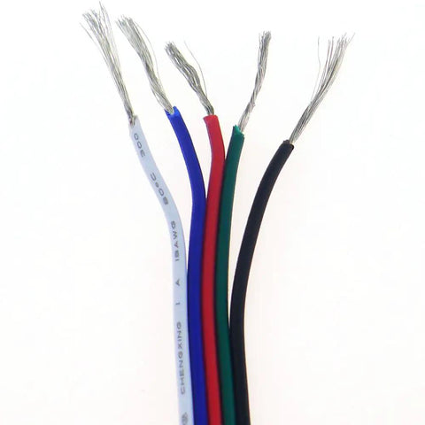 40 Ft 18 Gauge RGBW LED Strip Extension Cable With 5 Pin Connector For RGBW RGBWW Tape Lighting Flexible Copper Wire ends exposed