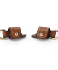 Hella Sturdy Adjustable Cowhide Leather Shoulder Strap Kit With Vintage Gold Hardware Game Changer For Mini Purse Easy Punch Free Installation Brown And Gold Crossbody Converter, metal mounting kits detail.
