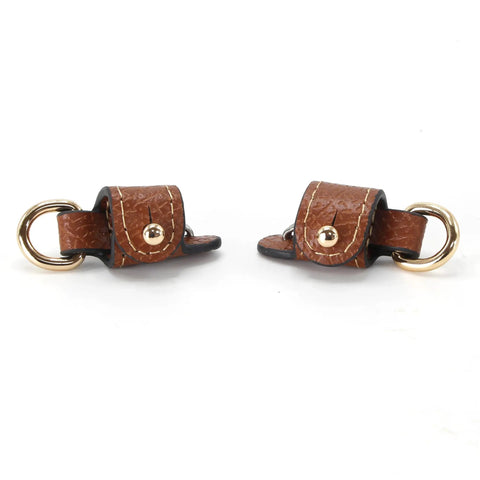 Hella Sturdy Adjustable Cowhide Leather Shoulder Strap Kit With Vintage Gold Hardware Game Changer For Mini Purse Easy Punch Free Installation Brown And Gold Crossbody Converter, metal mounting kits detail.