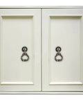 Retro Zinc Alloy Pull Ring Cabinet Handles 4 Pack For Cabinets And Cupboards, Vintage Drawer Knob Pulls on double white doors
