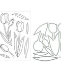 Clear Stamp And Die Set For Card Making And Scrapbooking featuring tulip shapes, TPR stamp with matching carbon steel cutting dies.