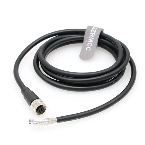 Black M12 5 Pin Sensor Cable for IO-Link devices and EtherCAT Profinet modules, waterproof PVC, 10m length, coiled view.