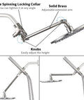 Adjustable extension arm and rainfall head of All Metal Dual Shower Head Combo With 8 Inch Rainfall Head Handheld Spray Wand Three Way Diverter.