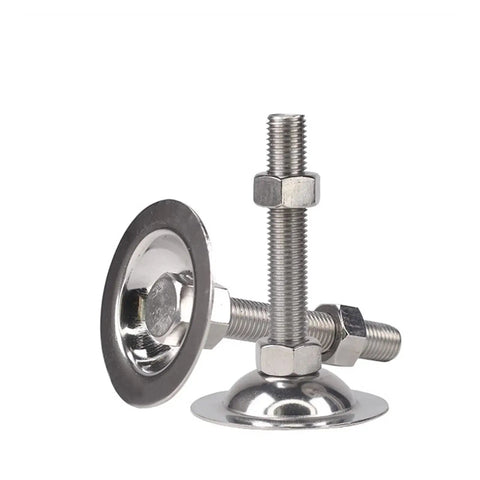 Heavy Duty Stainless Steel Furniture Levelers M12 Adjustable Cabinet Feet showing a stainless steel foot and screw for easy height adjustment.