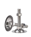 Heavy Duty Stainless Steel Furniture Levelers 8 Pack Adjustable M12 Thread Feet for cabinets, smooth glide caps visible.
