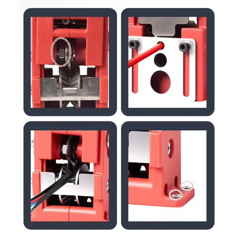 Close-up of Professional Manual Wire Stripping Machine With Hand Crank, showing precision infeed and rollers for efficient copper recovery.