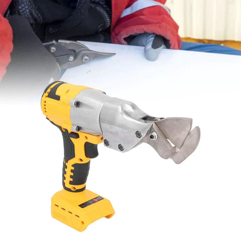 Heavy Duty Brushless Cordless Electric Scissors 300Nm Torsion Power Metal Shear Cutter with stainless steel blades close-up.