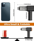 Air Duster And Mini Vacuum Cleaner For Keyboard Cleaning Cordless Canned Air Blower Portable PC Dust Eraser 110000 RPM size comparison with phone and soda can