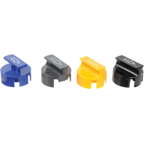 Four multi-colored attachments from the Camshaft Synchronizer Alignment Tool Kit For Ford, Mazda, And Mercury Vehicles.